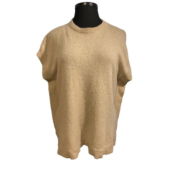 Fraas Womens Sweater Poncho 100% Cashmere Tan Crewneck - Picture 1 of 11